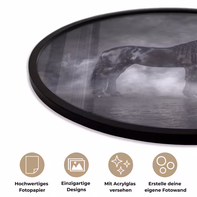 Paard - Magisch - Zwart Fotolijst rond zonder passe partout klein -closeup_DE