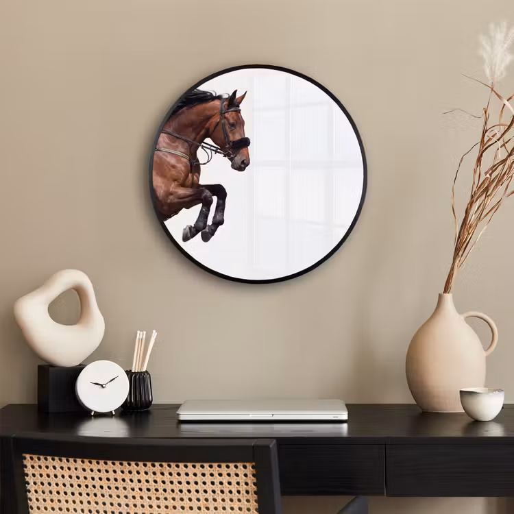 Paard - Springen - Modern Fotolijst rond zonder passe partout klein -sfeer1