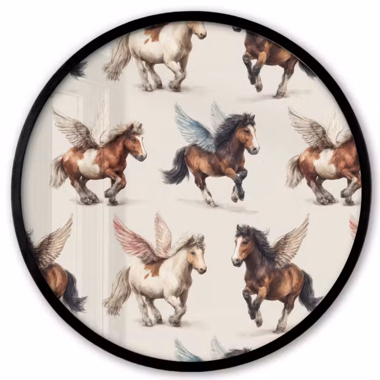 Paarden - Vleugels - Kleurrijk Fotolijst rond zonder passe partout klein 856 -3d