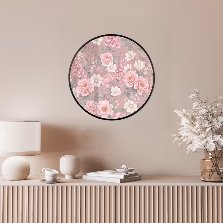 Pioenrozen - Vingerhoedskruid - Pink Fotolijst rond zonder passe partout klein -sfeer3
