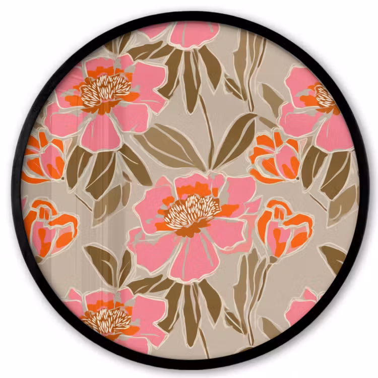 Pioenrozen - Patroon - Roze Fotolijst rond zonder passe partout klein 856 -3d
