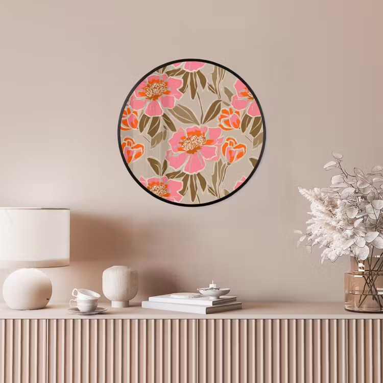 Pioenrozen - Patroon - Roze Fotolijst rond zonder passe partout klein 856 -sfeer3