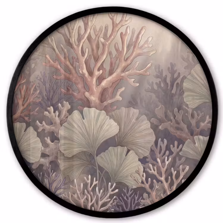 Plant - Bladeren - Zee - Illustratie - Groen Fotolijst rond zonder passe partout klein -3d