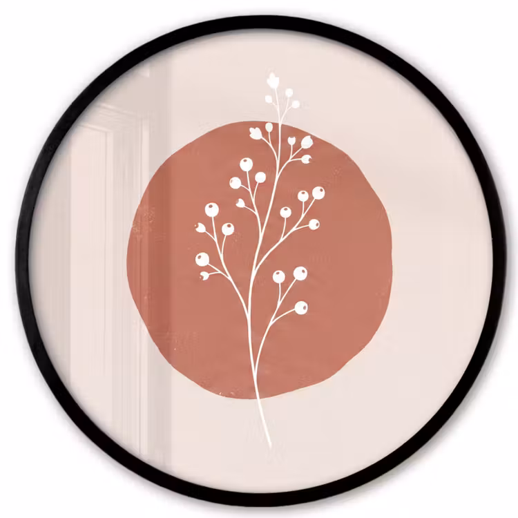 Plant - Tak - Abstract - Modern - Wit Fotolijst rond zonder passe partout klein -3d