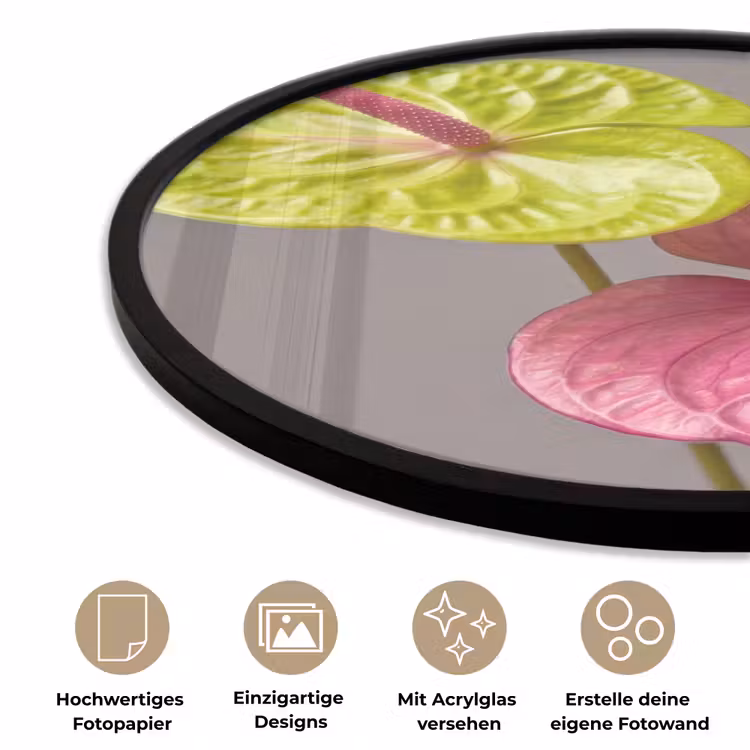 Planten - Anthurium - Groen - Roze Fotolijst rond zonder passe partout klein -closeup_DE