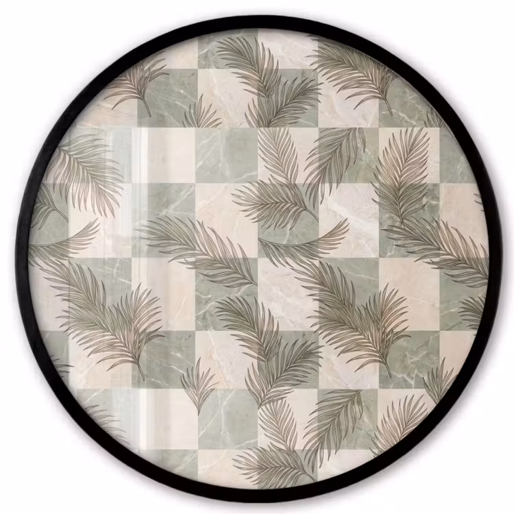 Planten - Bladeren - Marmer - Modern - Groen Fotolijst rond zonder passe partout klein -3d
