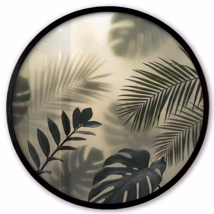 Planten - Bladeren - Schaduwen - Groen - Modern Fotolijst rond zonder passe partout klein -3d