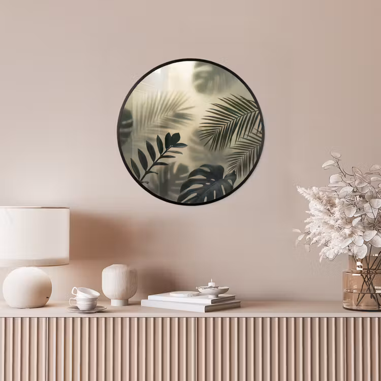 Planten - Bladeren - Schaduwen - Groen - Modern Fotolijst rond zonder passe partout klein -sfeer3