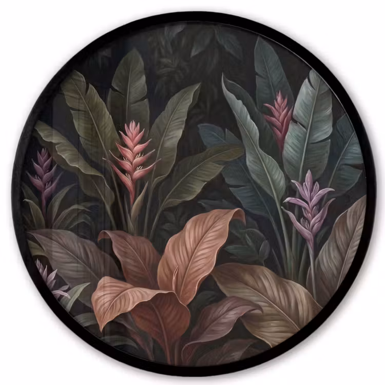 Planten - Tropisch - Jungle - Donker - Natuur Fotolijst rond zonder passe partout klein -3d