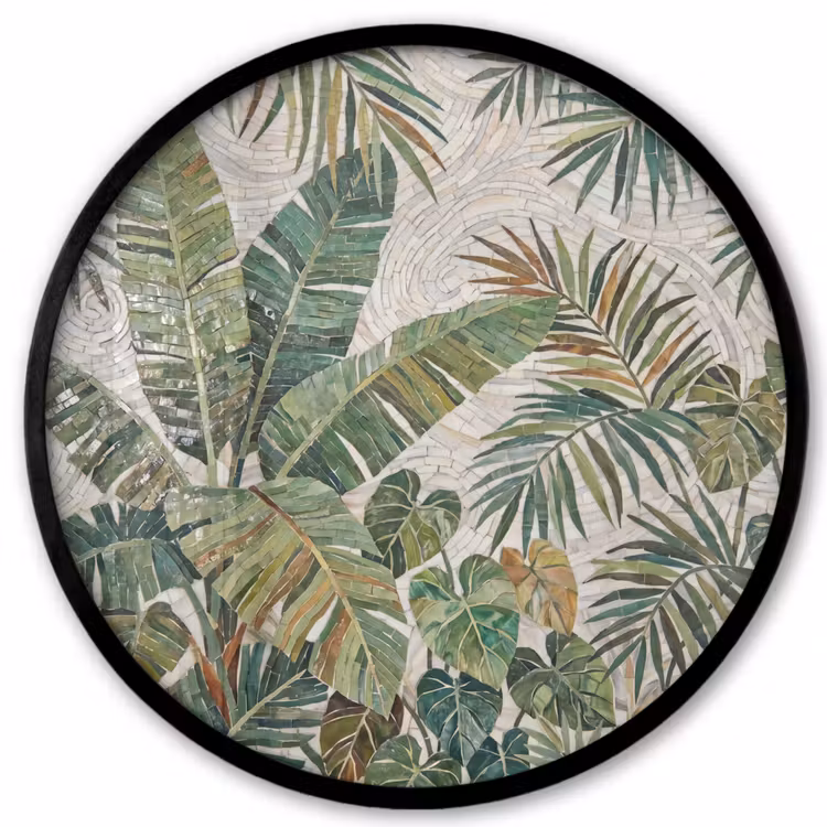 Planten - Tropisch - Mozaïek - Natuur - Groen Fotolijst rond zonder passe partout klein -3d