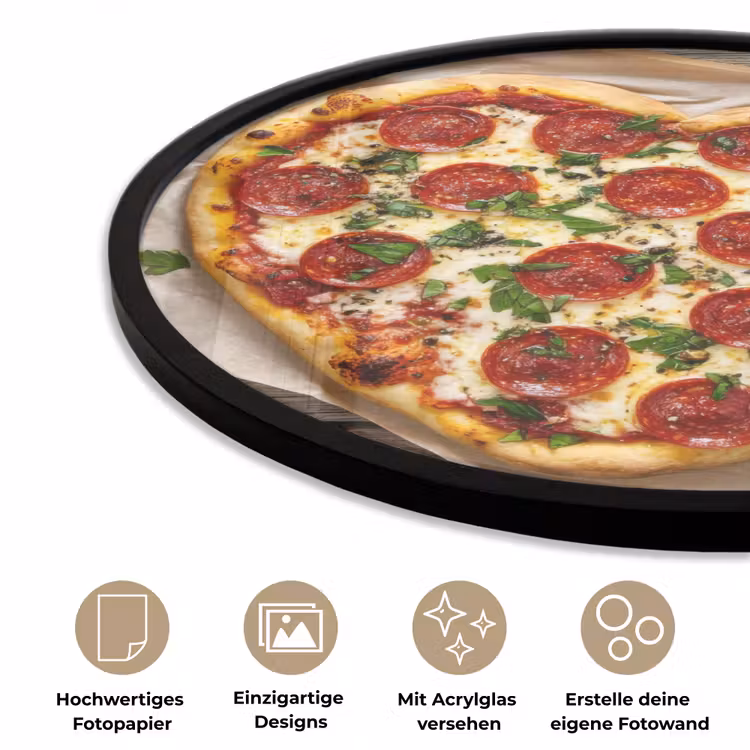 Pizza - Hart - Pepperoni - Tomaat Fotolijst rond zonder passe partout klein -closeup_DE