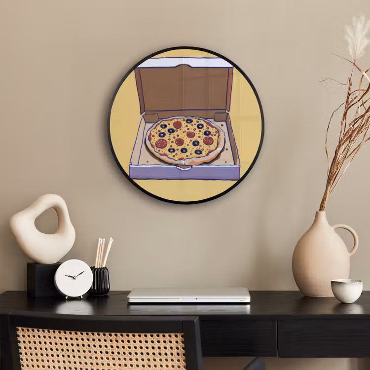 Pizza - Doos - Salami - Illustratie Fotolijst rond zonder passe partout klein -sfeer1