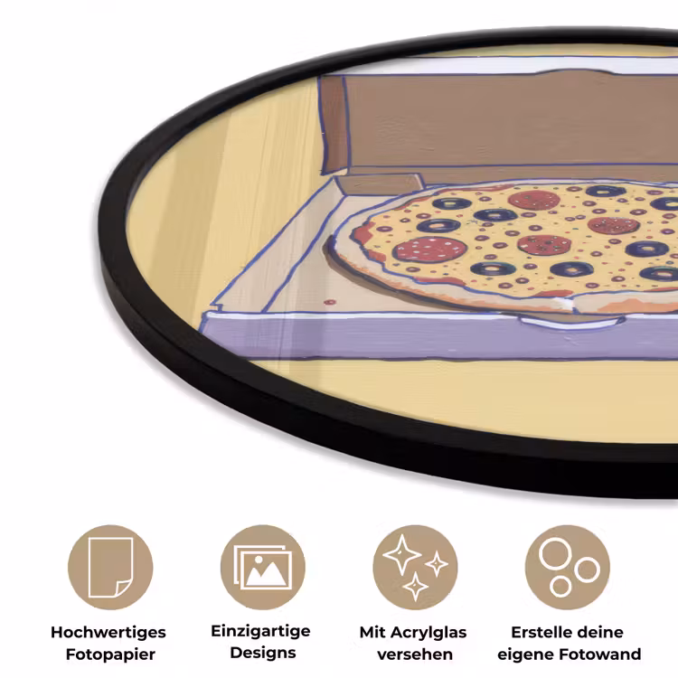 Pizza - Doos - Salami - Illustratie Fotolijst rond zonder passe partout klein -closeup_DE