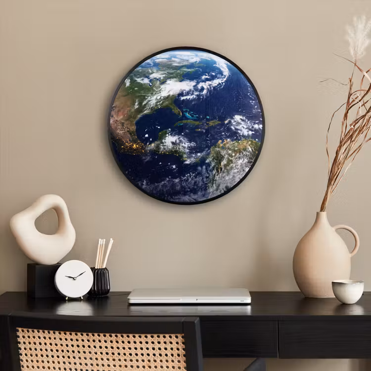 Poster im Rahmen Rund - Planet – Weltraum – Kosmos - Planeet - Ruimte - Kosmos Fotolijst rond zonder passe partout klein
