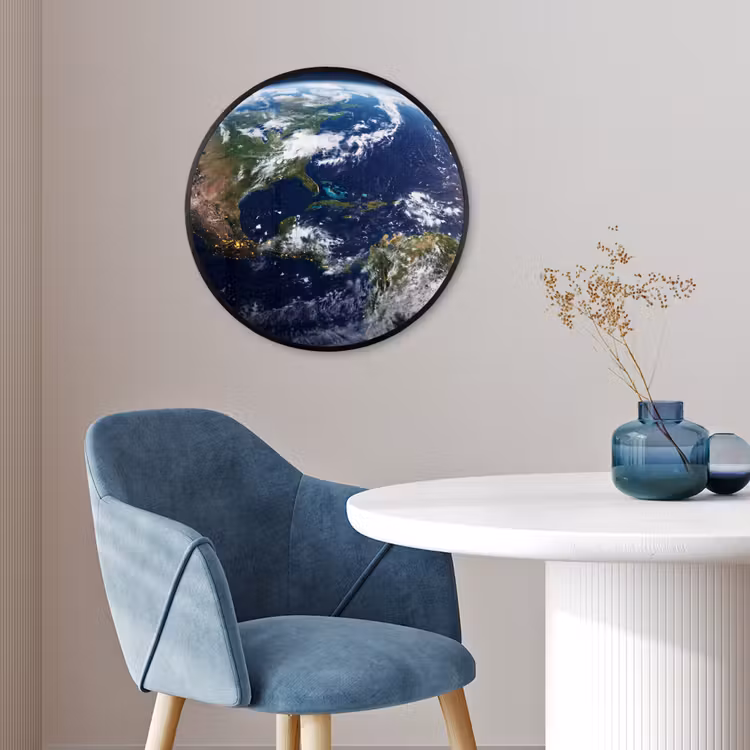 Poster im Rahmen Rund - Planet – Weltraum – Kosmos - Planeet - Ruimte - Kosmos Fotolijst rond zonder passe partout klein