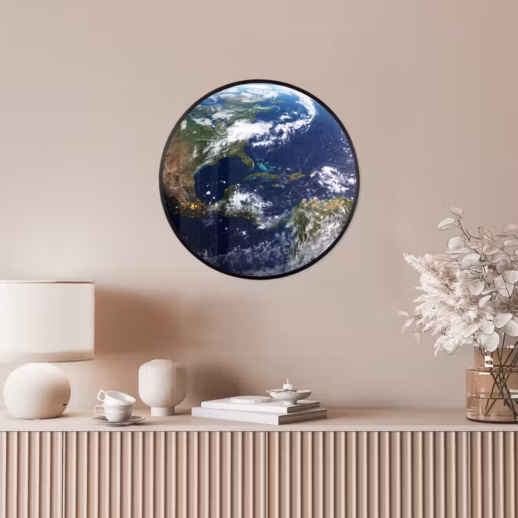 Poster im Rahmen Rund - Planet – Weltraum – Kosmos - Planeet - Ruimte - Kosmos Fotolijst rond zonder passe partout klein