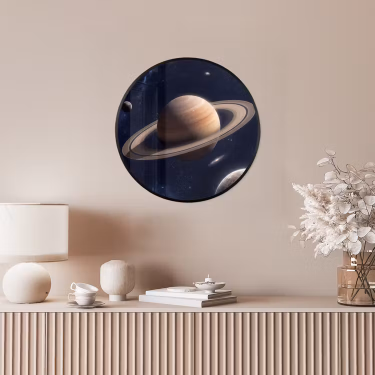 Planeten - Saturnus - Ruimte Fotolijst rond zonder passe partout klein -sfeer3