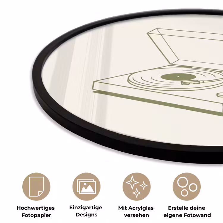 Platenspeler - Vinyl - Muziek - Minimalistisch - Groen Fotolijst rond zonder passe partout klein -closeup_DE