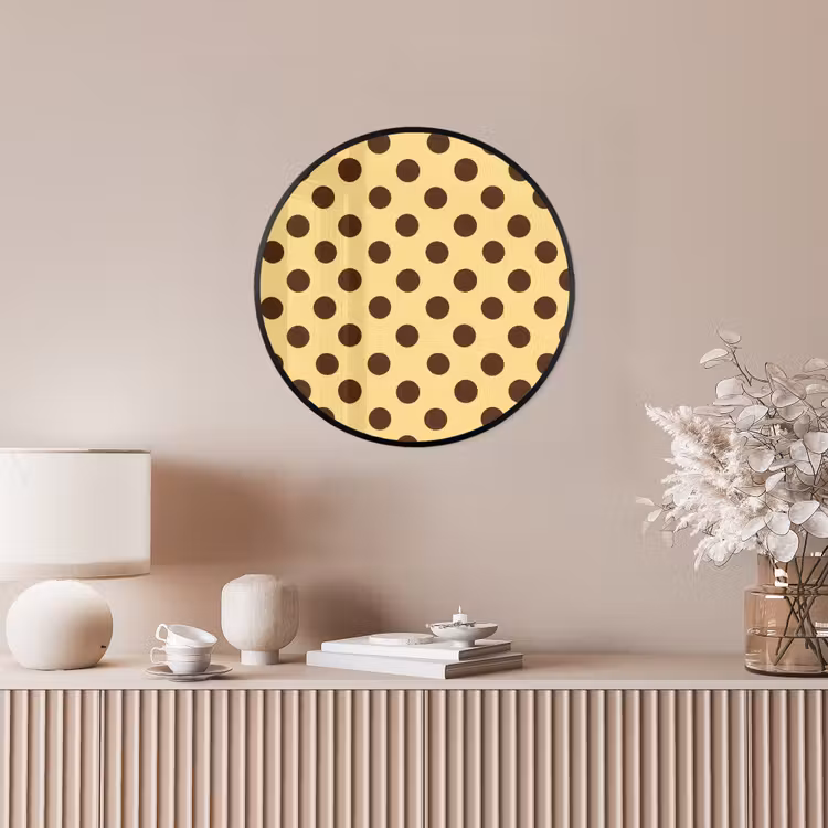 Polka Dot - Stippen - Retro - Geel - Bruin Fotolijst rond zonder passe partout klein 856 -sfeer3