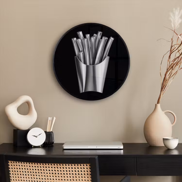 Frietjes - Futuristisch - Zilver Fotolijst rond zonder passe partout klein -sfeer1