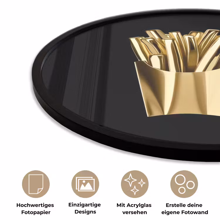 Friet - Goud - Chrome - Eten Fotolijst rond zonder passe partout klein -closeup_DE