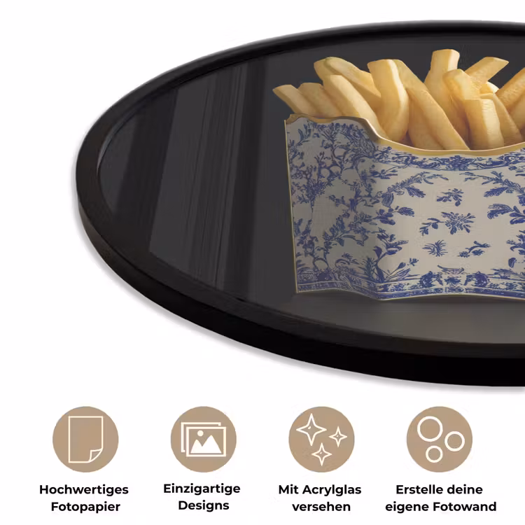 Friet - Porselein - Delfts blauw - Eten Fotolijst rond zonder passe partout klein -closeup_DE