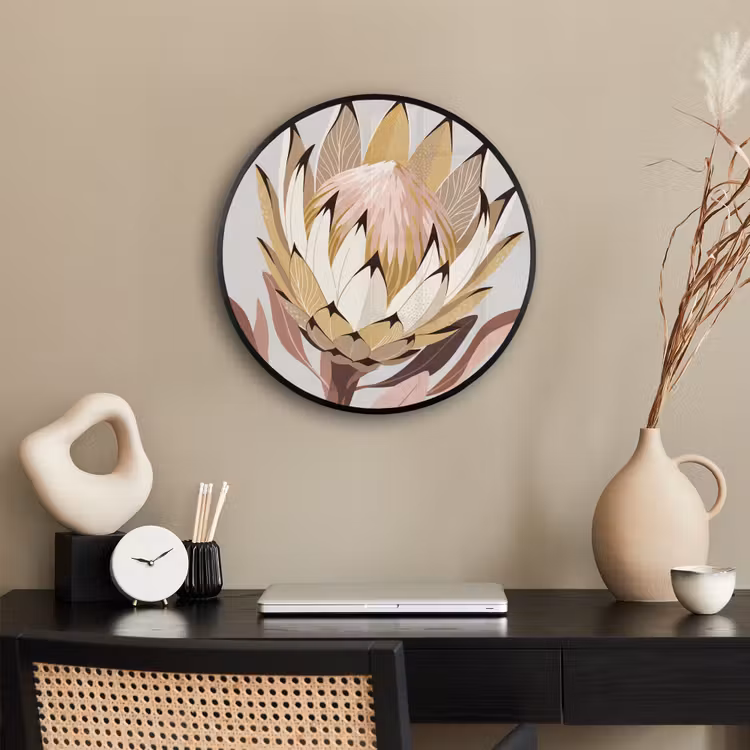 Protea - Bloem - Botanisch - Beige Fotolijst rond zonder passe partout klein -sfeer1