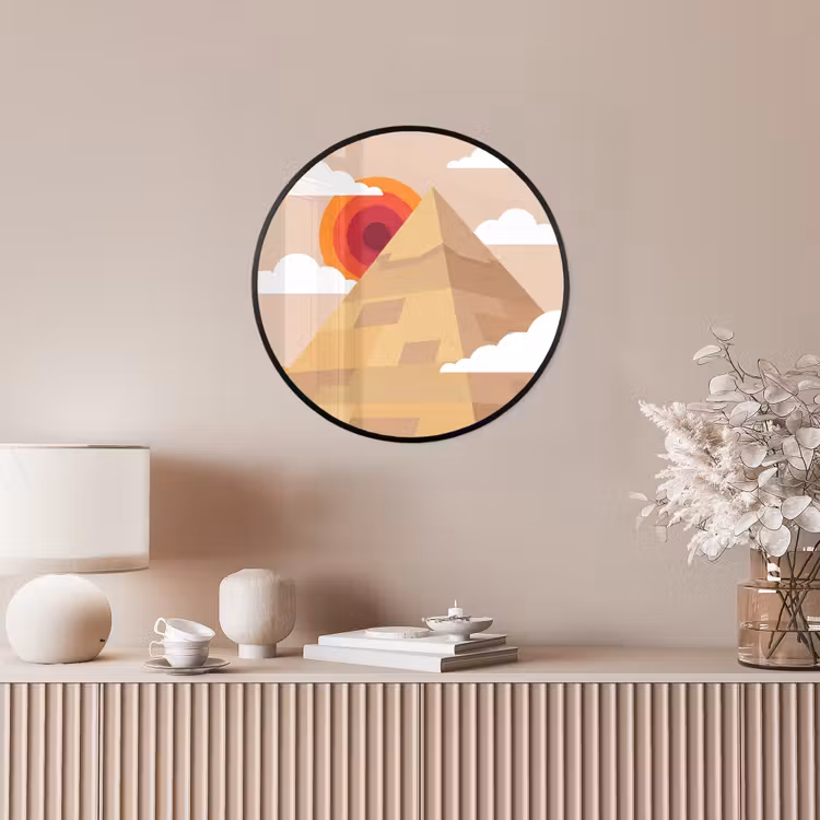 Piramide - Zon - Woestijn - Modern - Oranje Fotolijst rond zonder passe partout klein -sfeer3