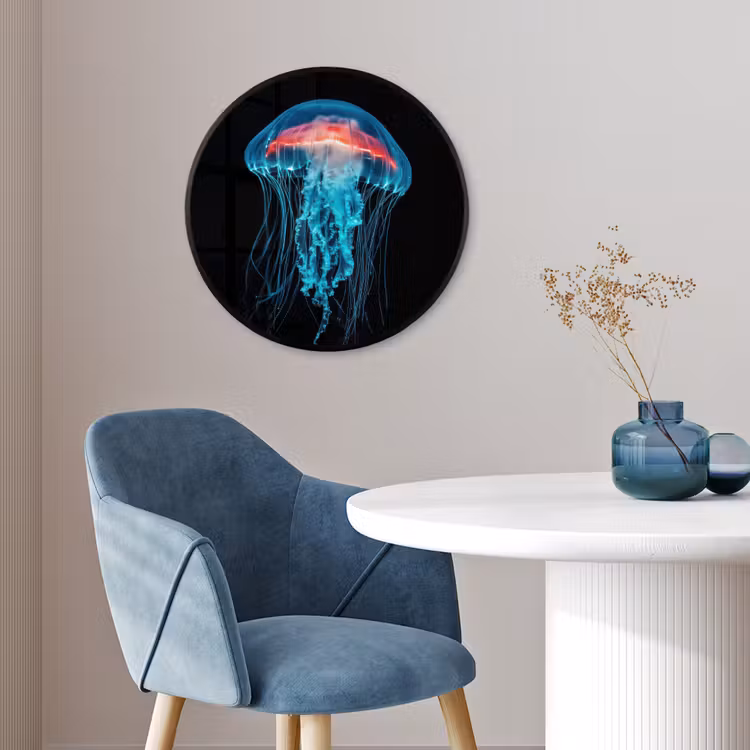 Kwal - Tentakels - Blauw - Licht Fotolijst rond zonder passe partout klein -sfeer2