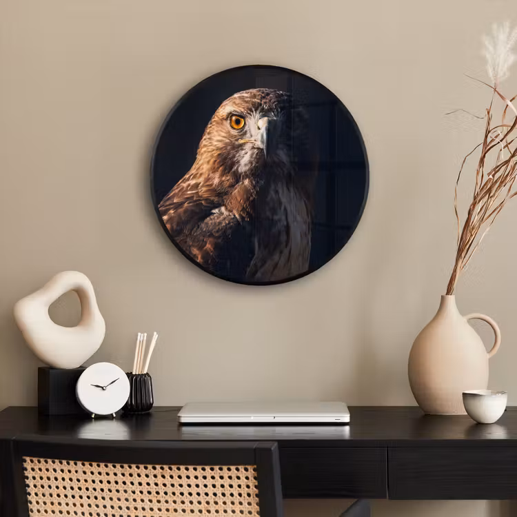 Roofvogel - Buizerd - Bruin Fotolijst rond zonder passe partout klein -sfeer1