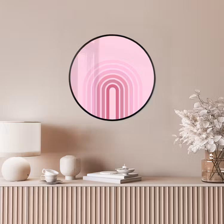 Regenboog - Roze - Abstract - Modern - Minimalistisch Fotolijst rond zonder passe partout klein -sfeer3