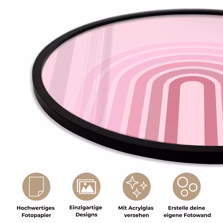 Regenboog - Roze - Abstract - Modern - Minimalistisch Fotolijst rond zonder passe partout klein -closeup_DE