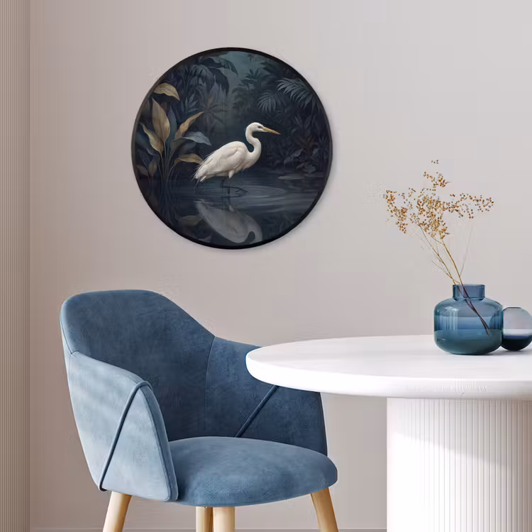 Reiger - Water - Natuur - Modern - Wit Fotolijst rond zonder passe partout klein -sfeer2