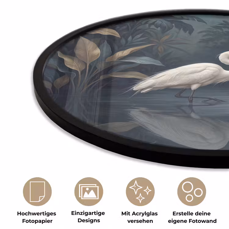 Reiger - Water - Natuur - Modern - Wit Fotolijst rond zonder passe partout klein -closeup_DE