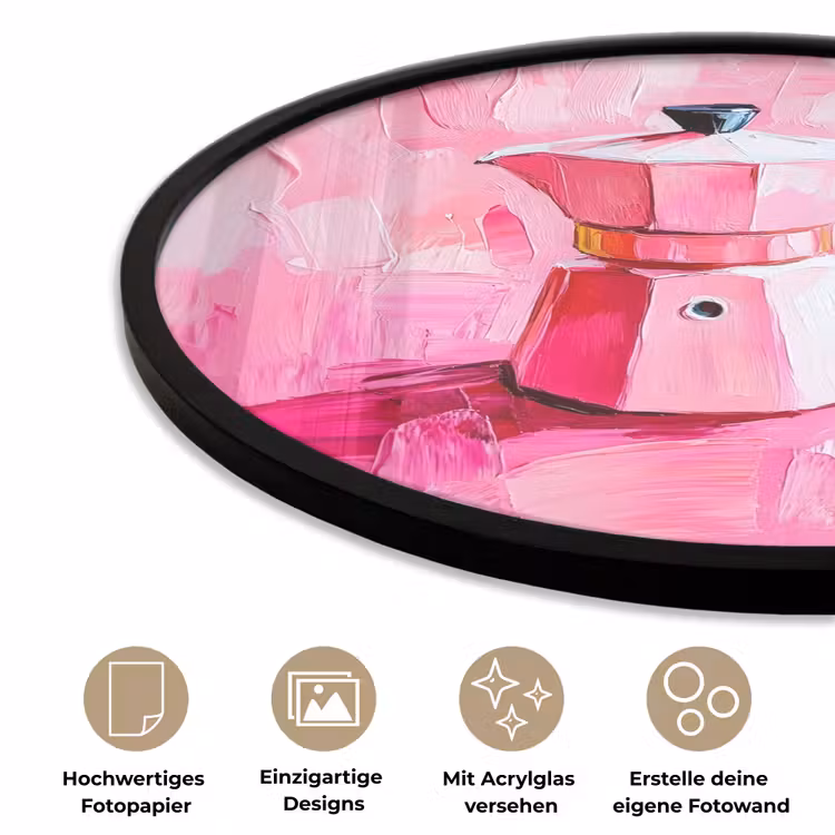 Roze - Verf - Coffee Fotolijst rond zonder passe partout klein -closeup_DE