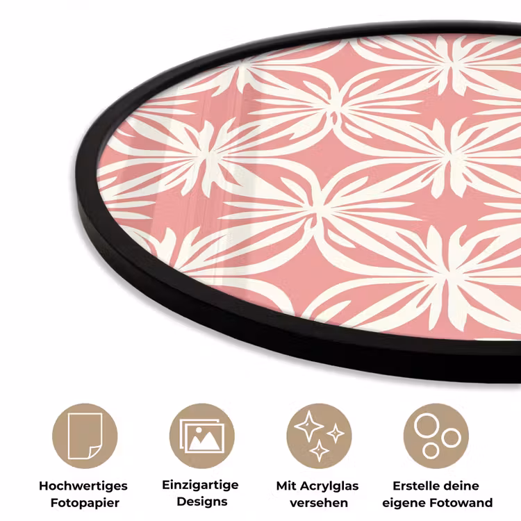 Roze - Bloemenmotief - Wit - Modern Fotolijst rond zonder passe partout klein 856 -closeup_DE