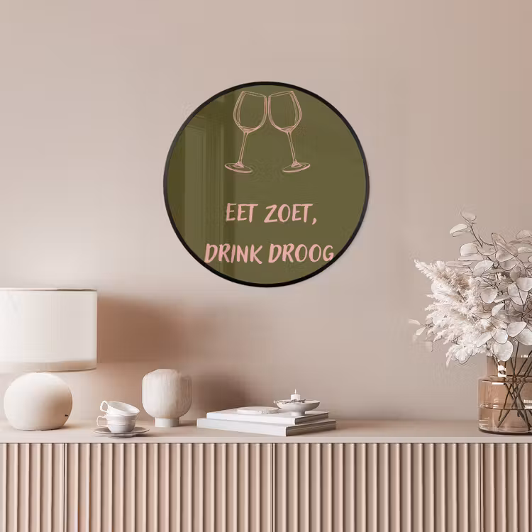 Roze - Groen - Wijn - Quote Fotolijst rond zonder passe partout klein -sfeer3