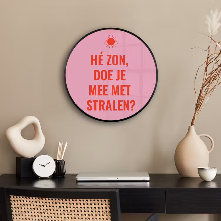 Roze - Zon - Quote Fotolijst rond zonder passe partout klein -sfeer1