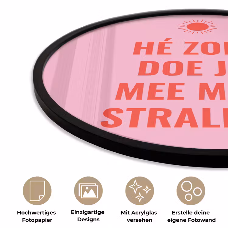 Roze - Zon - Quote Fotolijst rond zonder passe partout klein -closeup_DE