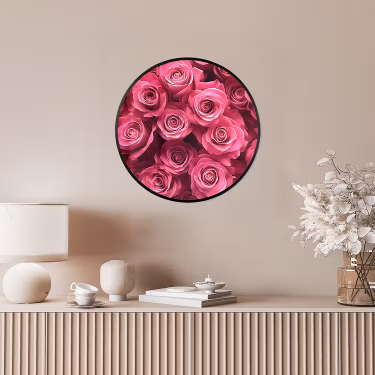 Rozen - Pink - Bloem Fotolijst rond zonder passe partout klein -sfeer3