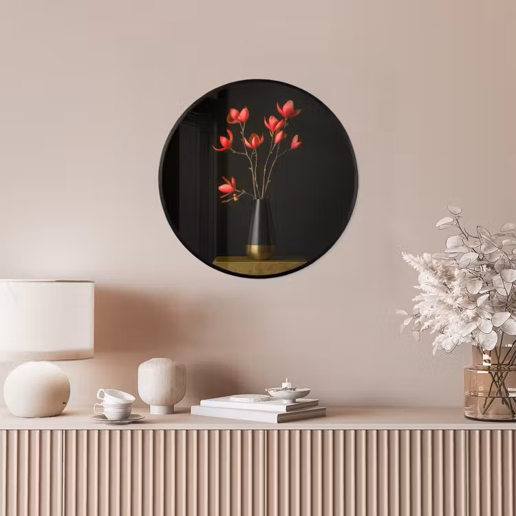 Rode - Bloemen - Vaas Fotolijst rond zonder passe partout klein -sfeer3