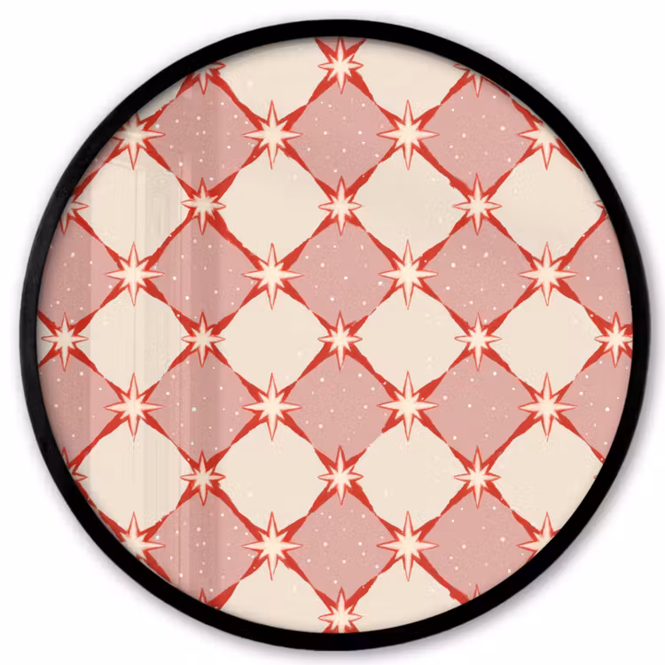 Ruiten - Sterren - Vintage - Oudroze - Rood Fotolijst rond zonder passe partout klein 856 -3d