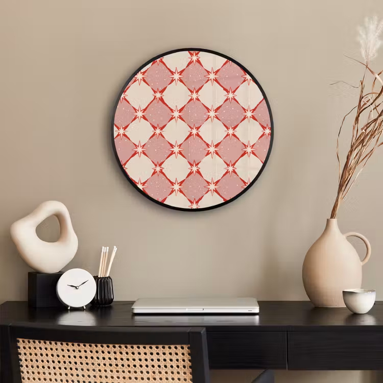 Ruiten - Sterren - Vintage - Oudroze - Rood Fotolijst rond zonder passe partout klein 856 -sfeer1