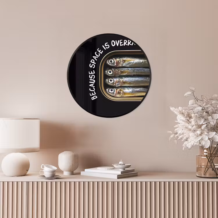 Sardines - Tekst - Vis - Blik Fotolijst rond zonder passe partout klein -sfeer3