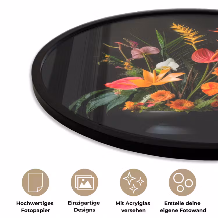 Schaal - Boeket - Bloemen Fotolijst rond zonder passe partout klein -closeup_DE