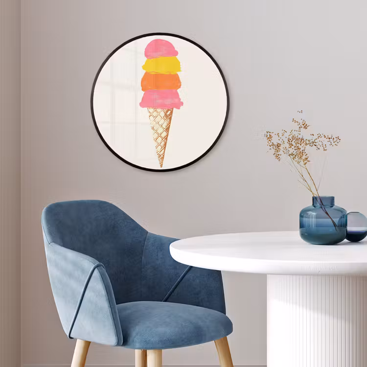 Schepijs - Hoorntje - Illustratie - Minimalistisch Fotolijst rond zonder passe partout klein -sfeer2