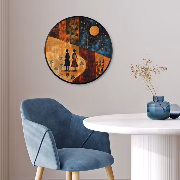 Silhouetten - Abstract - Zon - Maan Fotolijst rond zonder passe partout klein -sfeer2