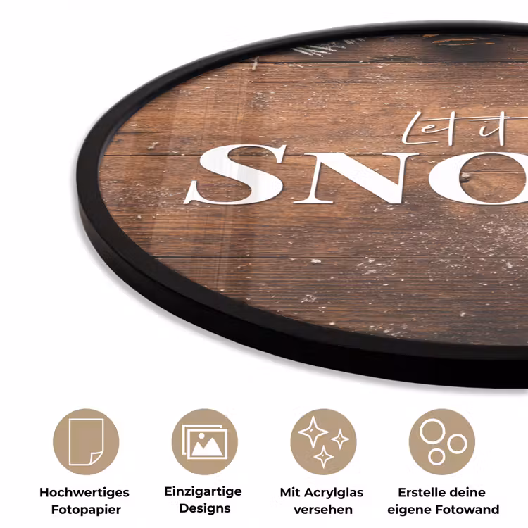Sneeuw - Houtlook - Quote - Let it snow Fotolijst rond zonder passe partout klein -closeup_DE