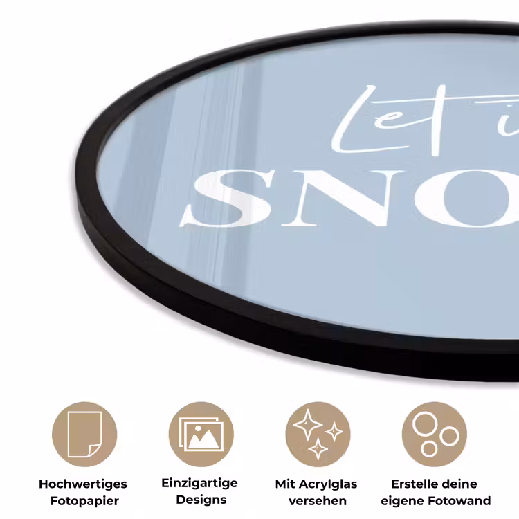 Sneeuw - Winter - Blauw - Let it snow Fotolijst rond zonder passe partout klein -closeup_DE