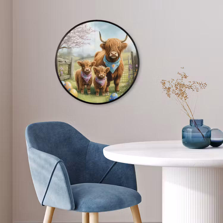 Schotsehooglanders - Paaseieren - Lente Fotolijst rond zonder passe partout klein -sfeer2